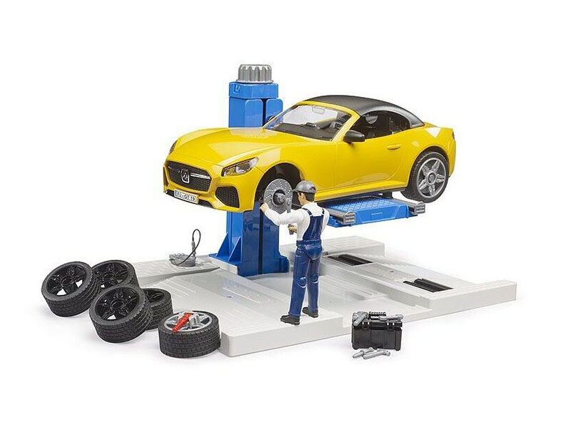 Bruder Autoservis s Roadsterem a mechanikem 1:16